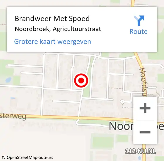 Locatie op kaart van de 112 melding: Brandweer Met Spoed Naar Noordbroek, Agricultuurstraat op 1 januari 2023 02:19