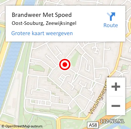 Locatie op kaart van de 112 melding: Brandweer Met Spoed Naar Oost-Souburg, Zeewijksingel op 1 januari 2023 02:19