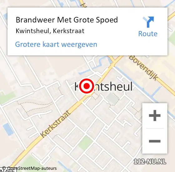 Locatie op kaart van de 112 melding: Brandweer Met Grote Spoed Naar Kwintsheul, Kerkstraat op 1 januari 2023 02:22