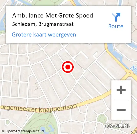 Locatie op kaart van de 112 melding: Ambulance Met Grote Spoed Naar Schiedam, Brugmanstraat op 1 januari 2023 02:26