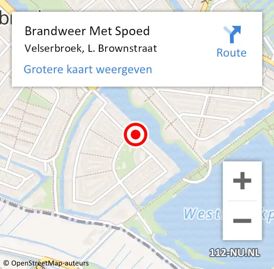 Locatie op kaart van de 112 melding: Brandweer Met Spoed Naar Velserbroek, L. Brownstraat op 1 januari 2023 02:27