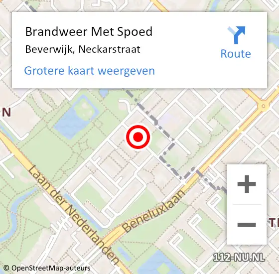 Locatie op kaart van de 112 melding: Brandweer Met Spoed Naar Beverwijk, Neckarstraat op 1 januari 2023 02:28