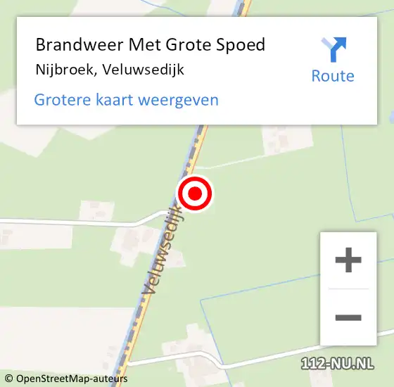 Locatie op kaart van de 112 melding: Brandweer Met Grote Spoed Naar Nijbroek, Veluwsedijk op 1 januari 2023 02:29
