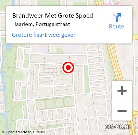 Locatie op kaart van de 112 melding: Brandweer Met Grote Spoed Naar Haarlem, Portugalstraat op 1 januari 2023 02:32