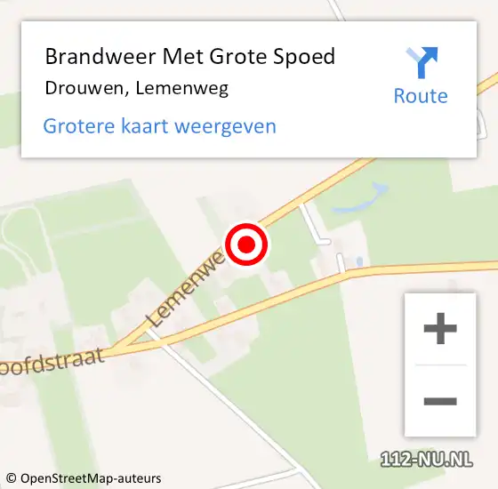 Locatie op kaart van de 112 melding: Brandweer Met Grote Spoed Naar Drouwen, Lemenweg op 1 januari 2023 02:33