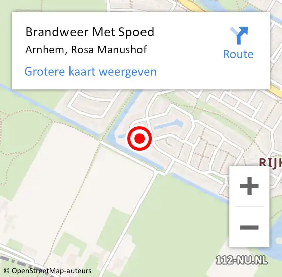 Locatie op kaart van de 112 melding: Brandweer Met Spoed Naar Arnhem, Rosa Manushof op 1 januari 2023 02:38