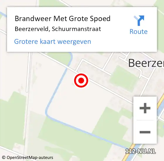 Locatie op kaart van de 112 melding: Brandweer Met Grote Spoed Naar Beerzerveld, Schuurmanstraat op 1 januari 2023 02:39