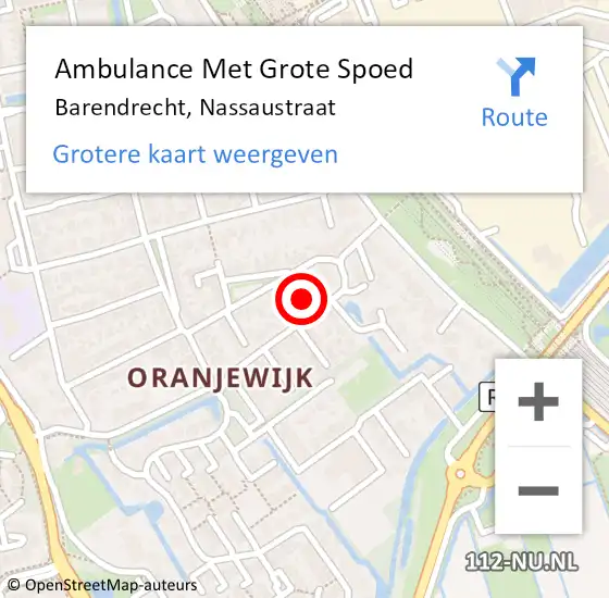 Locatie op kaart van de 112 melding: Ambulance Met Grote Spoed Naar Barendrecht, Nassaustraat op 1 januari 2023 02:41