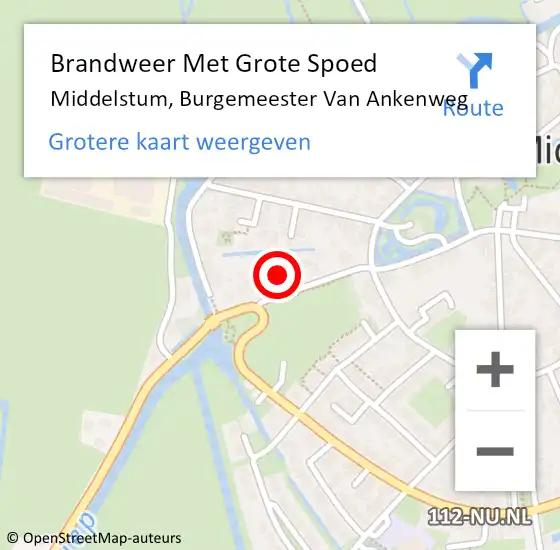 Locatie op kaart van de 112 melding: Brandweer Met Grote Spoed Naar Middelstum, Burgemeester Van Ankenweg op 1 januari 2023 02:42