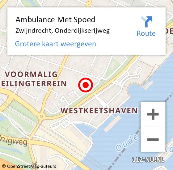 Locatie op kaart van de 112 melding: Ambulance Met Spoed Naar Zwijndrecht, Onderdijkserijweg op 1 januari 2023 02:45