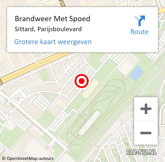 Locatie op kaart van de 112 melding: Brandweer Met Spoed Naar Sittard, Parijsboulevard op 1 januari 2023 02:46