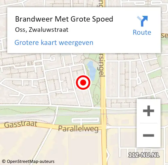 Locatie op kaart van de 112 melding: Brandweer Met Grote Spoed Naar Oss, Zwaluwstraat op 1 januari 2023 02:48