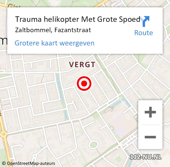 Locatie op kaart van de 112 melding: Trauma helikopter Met Grote Spoed Naar Zaltbommel, Fazantstraat op 1 januari 2023 02:49