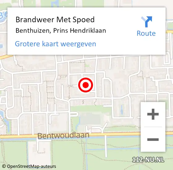 Locatie op kaart van de 112 melding: Brandweer Met Spoed Naar Benthuizen, Prins Hendriklaan op 1 januari 2023 02:50