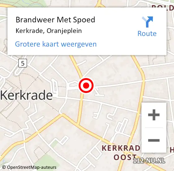 Locatie op kaart van de 112 melding: Brandweer Met Spoed Naar Kerkrade, Oranjeplein op 1 januari 2023 02:51