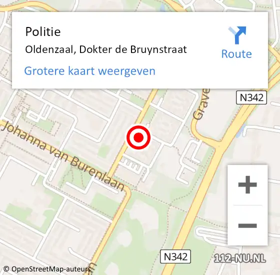 Locatie op kaart van de 112 melding: Politie Oldenzaal, Dokter de Bruynstraat op 1 januari 2023 02:52