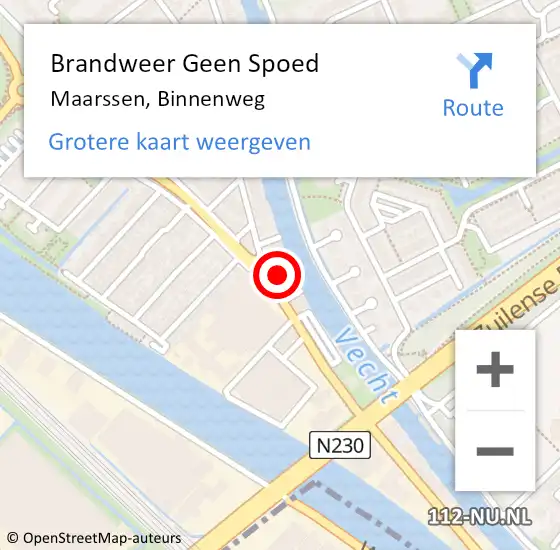 Locatie op kaart van de 112 melding: Brandweer Geen Spoed Naar Maarssen, Binnenweg op 1 januari 2023 02:53