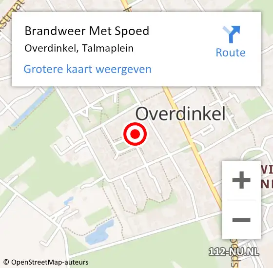 Locatie op kaart van de 112 melding: Brandweer Met Spoed Naar Overdinkel, Talmaplein op 1 januari 2023 02:54