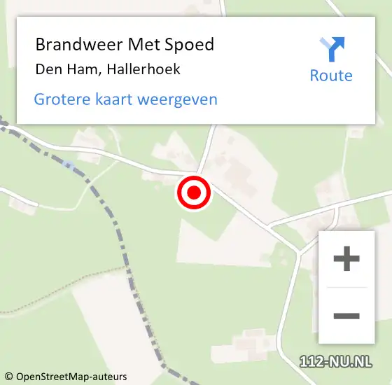 Locatie op kaart van de 112 melding: Brandweer Met Spoed Naar Den Ham, Hallerhoek op 10 augustus 2014 16:48