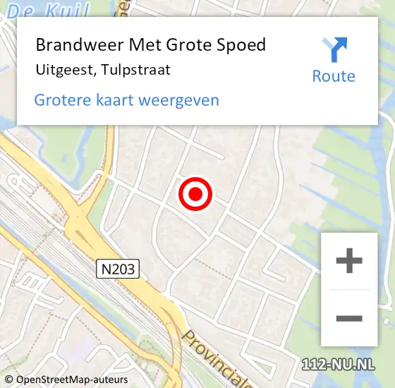 Locatie op kaart van de 112 melding: Brandweer Met Grote Spoed Naar Uitgeest, Tulpstraat op 1 januari 2023 03:01