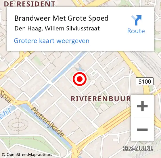 Locatie op kaart van de 112 melding: Brandweer Met Grote Spoed Naar Den Haag, Willem Silviusstraat op 1 januari 2023 03:03