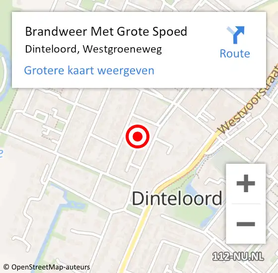 Locatie op kaart van de 112 melding: Brandweer Met Grote Spoed Naar Dinteloord, Westgroeneweg op 1 januari 2023 03:04