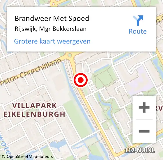 Locatie op kaart van de 112 melding: Brandweer Met Spoed Naar Rijswijk, Mgr Bekkerslaan op 1 januari 2023 03:04