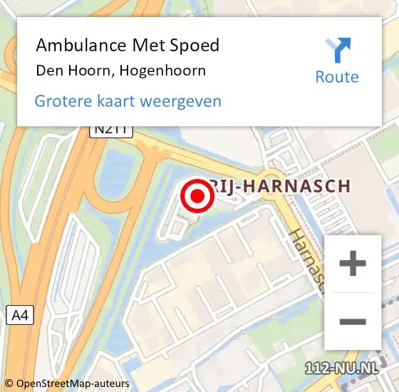 Locatie op kaart van de 112 melding: Ambulance Met Spoed Naar Den Hoorn, Hogenhoorn op 1 januari 2023 03:05