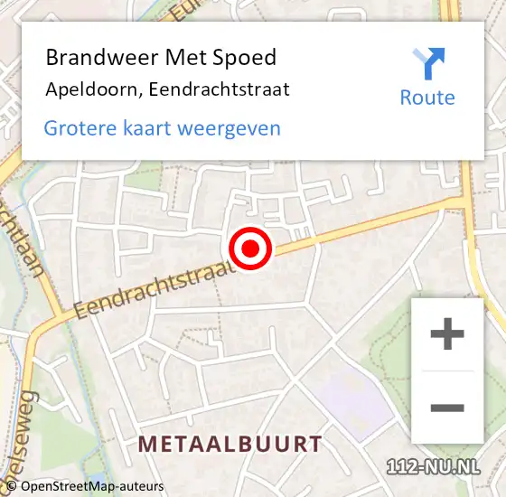 Locatie op kaart van de 112 melding: Brandweer Met Spoed Naar Apeldoorn, Eendrachtstraat op 1 januari 2023 03:10