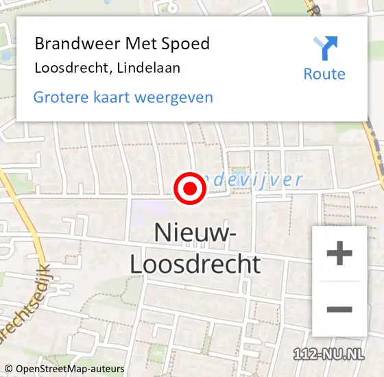 Locatie op kaart van de 112 melding: Brandweer Met Spoed Naar Loosdrecht, Lindelaan op 1 januari 2023 03:10