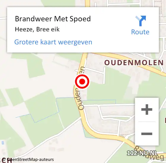 Locatie op kaart van de 112 melding: Brandweer Met Spoed Naar Heeze, Bree eik op 1 januari 2023 03:14