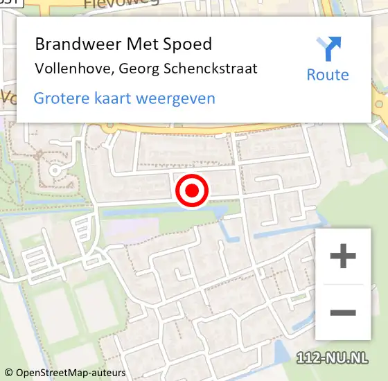 Locatie op kaart van de 112 melding: Brandweer Met Spoed Naar Vollenhove, Georg Schenckstraat op 1 januari 2023 03:15