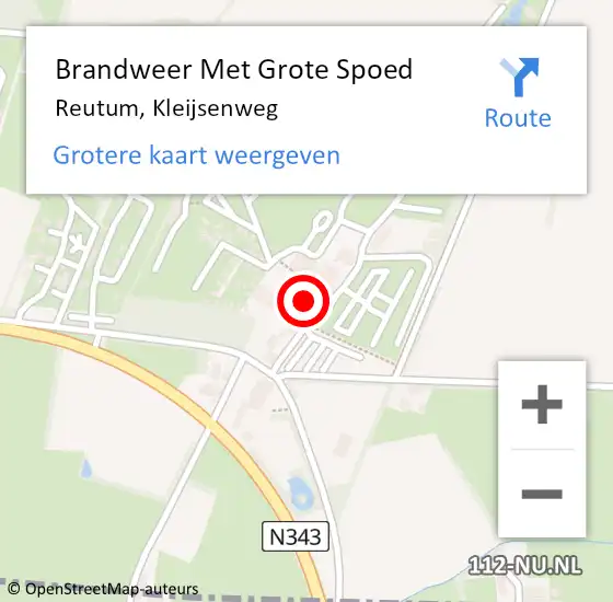 Locatie op kaart van de 112 melding: Brandweer Met Grote Spoed Naar Reutum, Kleijsenweg op 10 augustus 2014 16:53