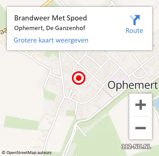 Locatie op kaart van de 112 melding: Brandweer Met Spoed Naar Ophemert, De Ganzenhof op 1 januari 2023 03:19