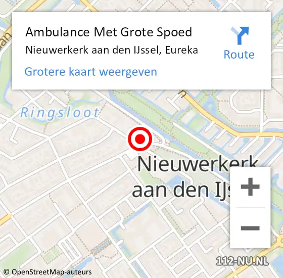 Locatie op kaart van de 112 melding: Ambulance Met Grote Spoed Naar Nieuwerkerk aan den IJssel, Eureka op 1 januari 2023 03:19