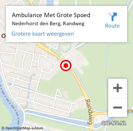 Locatie op kaart van de 112 melding: Ambulance Met Grote Spoed Naar Nederhorst den Berg, Randweg op 10 augustus 2014 16:54