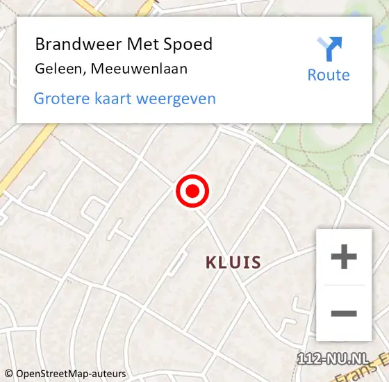 Locatie op kaart van de 112 melding: Brandweer Met Spoed Naar Geleen, Meeuwenlaan op 1 januari 2023 03:20