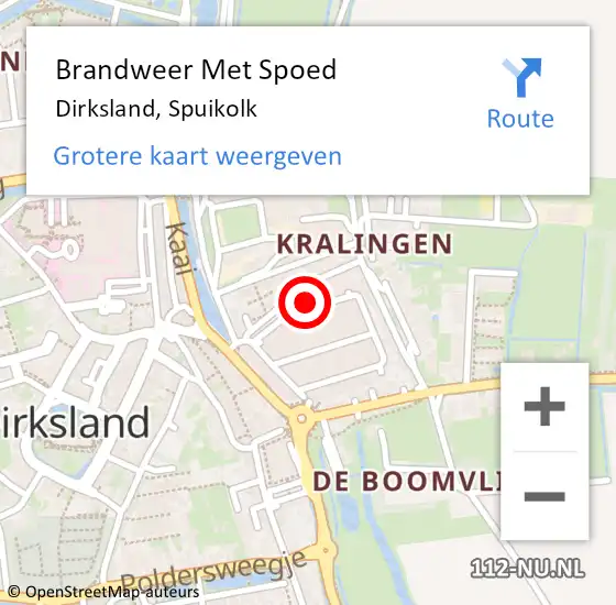 Locatie op kaart van de 112 melding: Brandweer Met Spoed Naar Dirksland, Spuikolk op 1 januari 2023 03:23