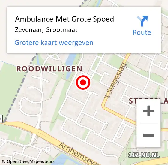 Locatie op kaart van de 112 melding: Ambulance Met Grote Spoed Naar Zevenaar, Grootmaat op 1 januari 2023 03:25