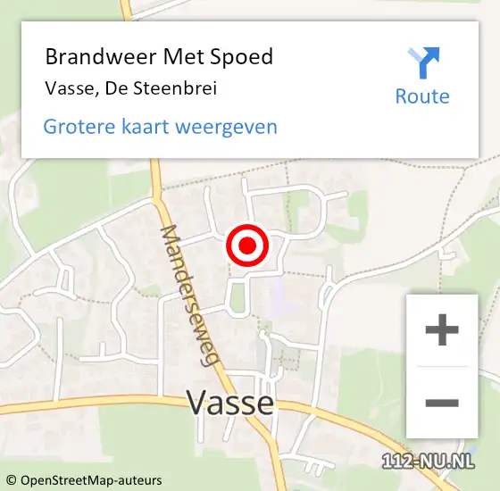 Locatie op kaart van de 112 melding: Brandweer Met Spoed Naar Vasse, De Steenbrei op 1 januari 2023 03:27