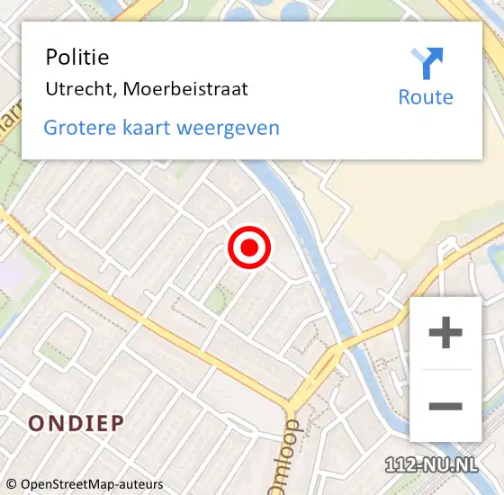 Locatie op kaart van de 112 melding: Politie Utrecht, Moerbeistraat op 1 januari 2023 03:36