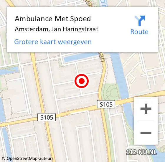 Locatie op kaart van de 112 melding: Ambulance Met Spoed Naar Amsterdam, Jan Haringstraat op 1 januari 2023 03:41