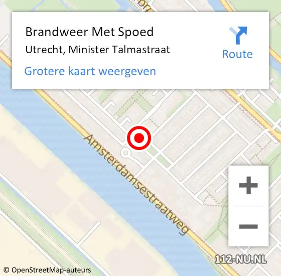 Locatie op kaart van de 112 melding: Brandweer Met Spoed Naar Utrecht, Minister Talmastraat op 1 januari 2023 03:42