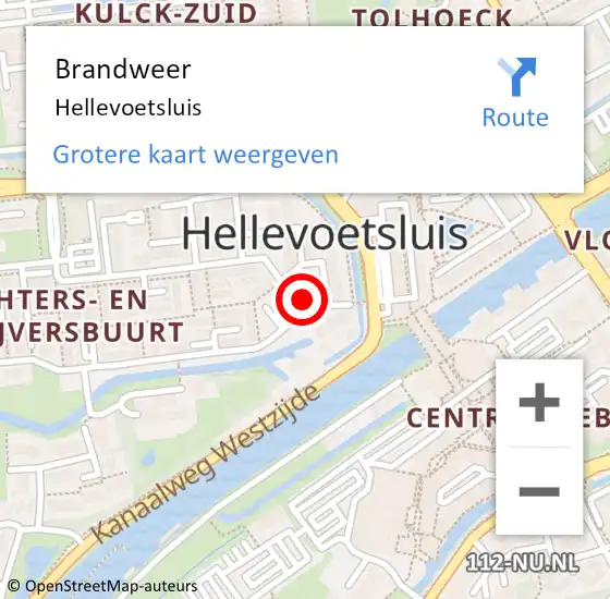 Locatie op kaart van de 112 melding: Brandweer Hellevoetsluis op 1 januari 2023 03:42