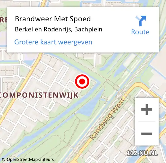 Locatie op kaart van de 112 melding: Brandweer Met Spoed Naar Berkel en Rodenrijs, Bachplein op 1 januari 2023 03:47