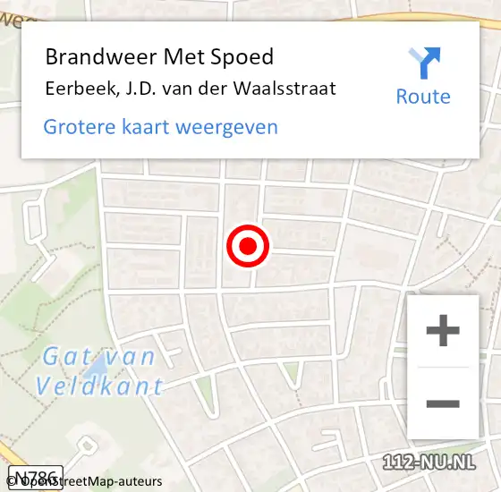 Locatie op kaart van de 112 melding: Brandweer Met Spoed Naar Eerbeek, J.D. van der Waalsstraat op 1 januari 2023 03:47