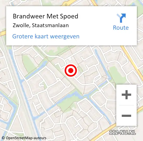 Locatie op kaart van de 112 melding: Brandweer Met Spoed Naar Zwolle, Staatsmanlaan op 1 januari 2023 03:48