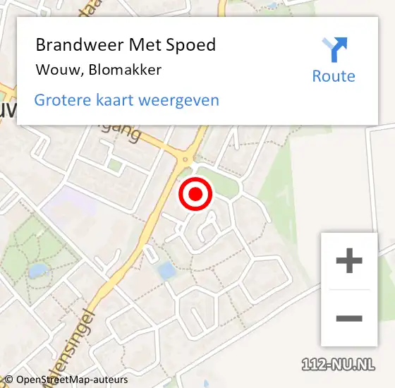 Locatie op kaart van de 112 melding: Brandweer Met Spoed Naar Wouw, Blomakker op 1 januari 2023 03:50