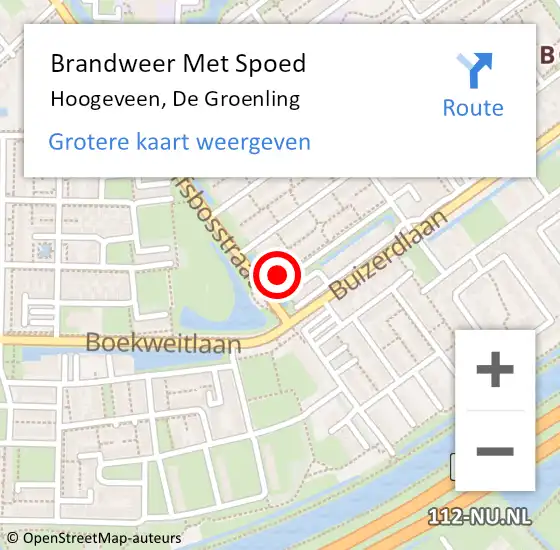 Locatie op kaart van de 112 melding: Brandweer Met Spoed Naar Hoogeveen, De Groenling op 1 januari 2023 03:51