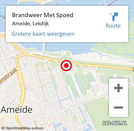 Locatie op kaart van de 112 melding: Brandweer Met Spoed Naar Ameide, Lekdijk op 1 januari 2023 04:07